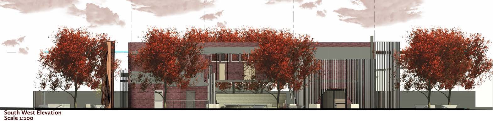 South west elevation, scale 1:100